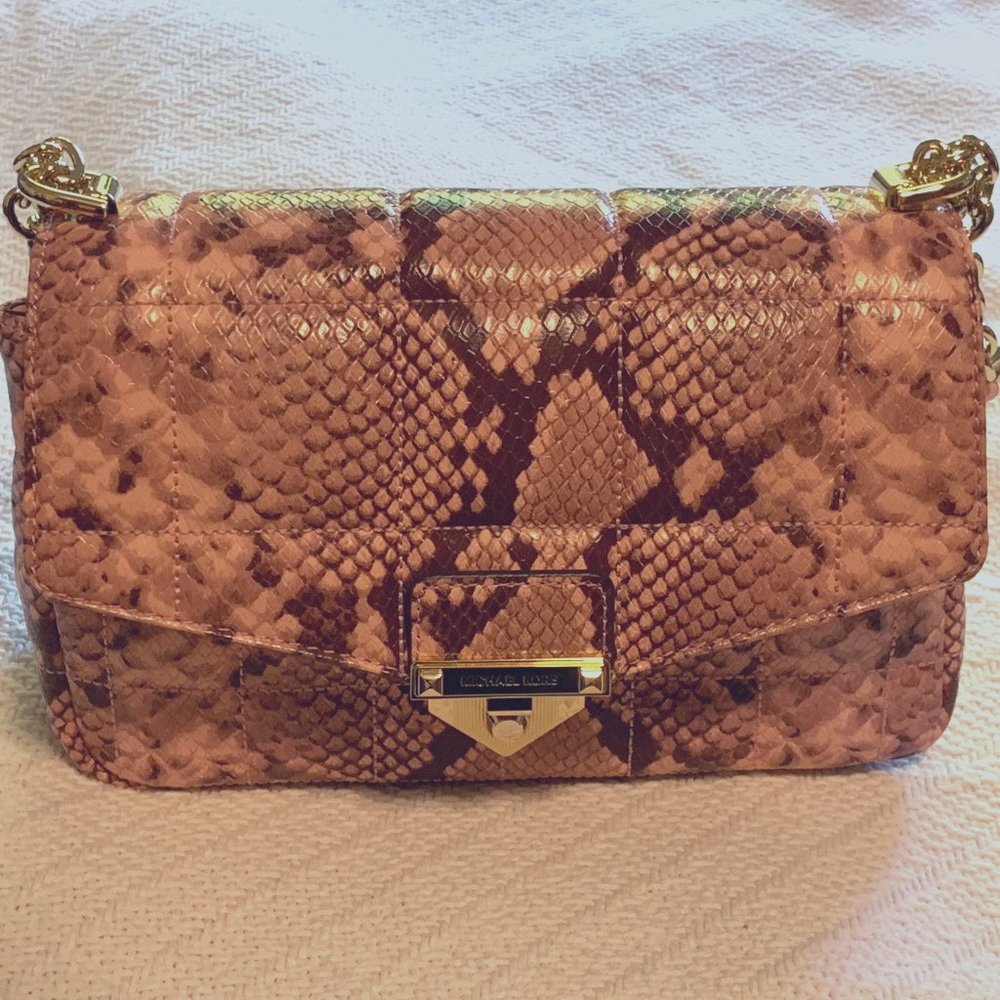 MICHAEL Michael Kors SoHo Large Quilted Snake Embossed Leather Shoulder Bag